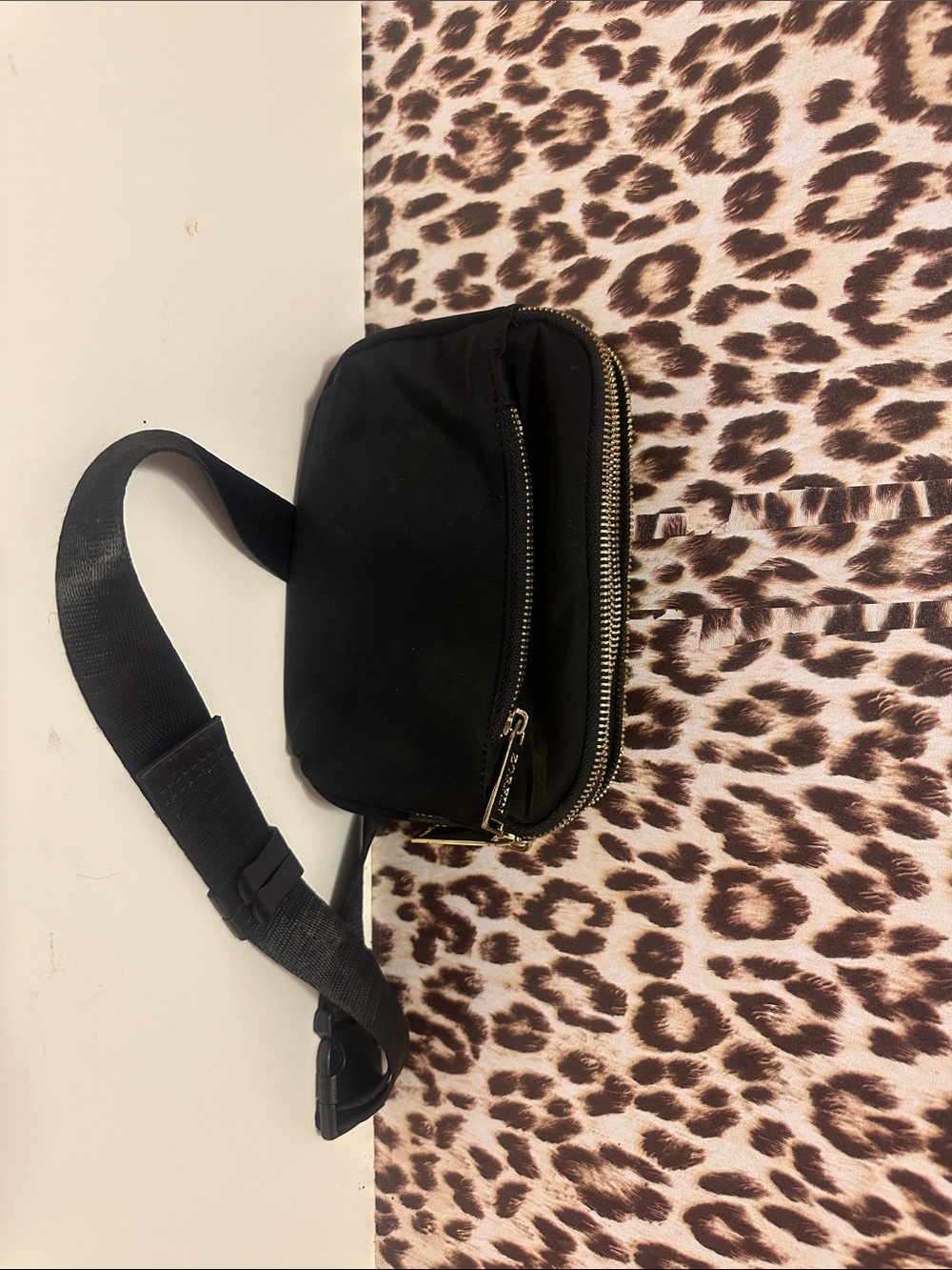 Black Nylon Zip Belt Bag